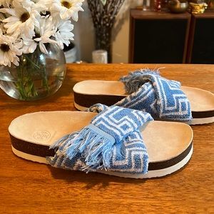 Tory Burch Terry Cloth Logo Towel Birkenstock Crossover Slide